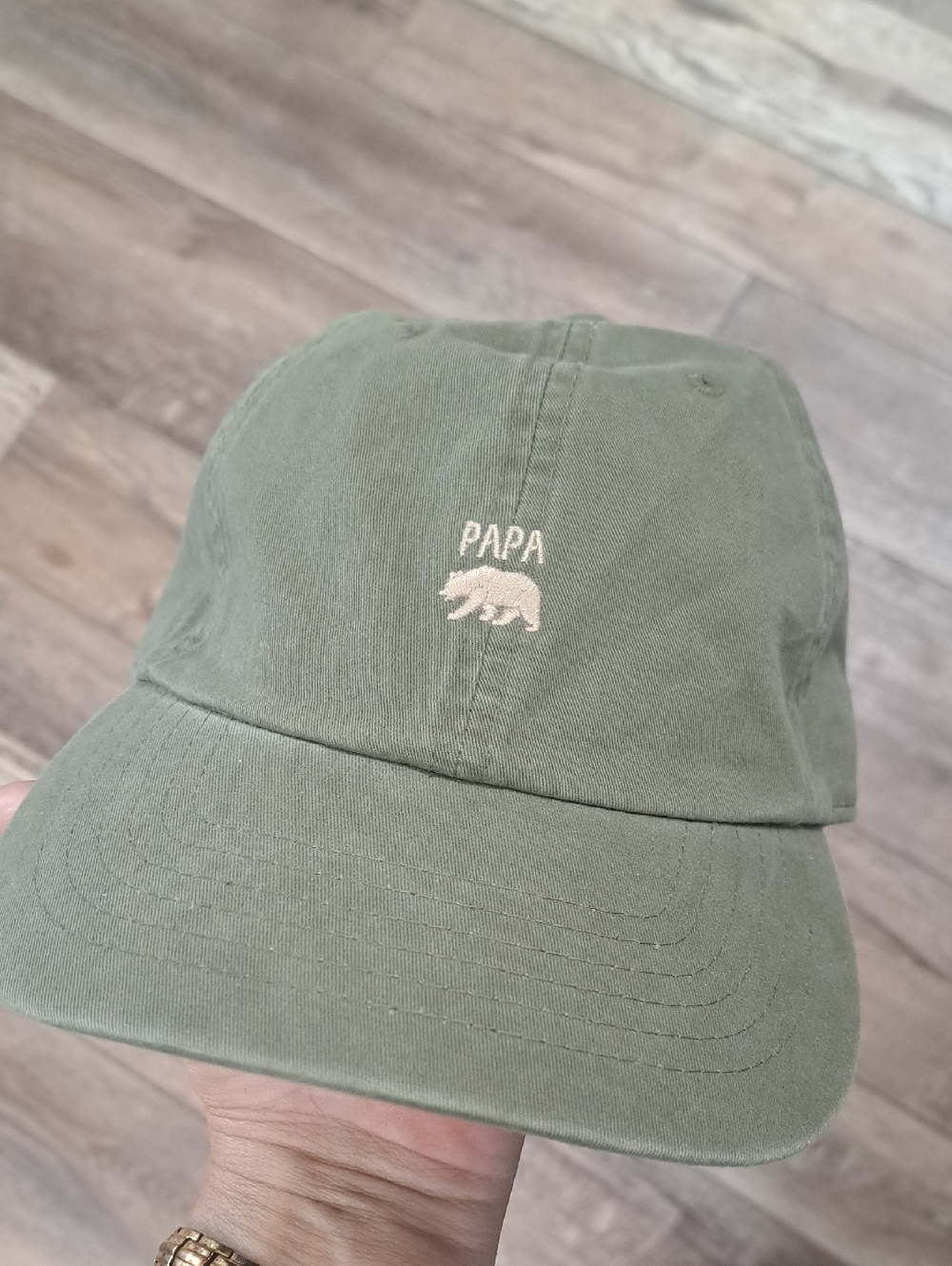 'PAPA' Embroidered Olive Baseball Cap - Picture 4 of 5